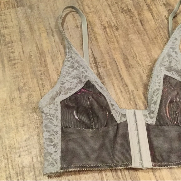New Free People Gray Metallic Alina Soft Bra - Picture 5 of 6